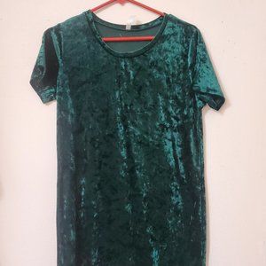 Crushed Green Velvet Dress